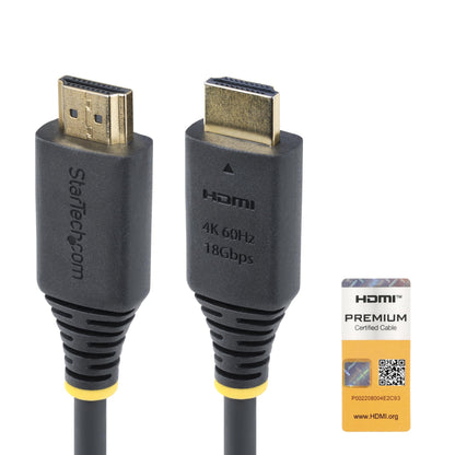 StarTech.com 15ft (4.5m) Premium Certified High Speed HDMI Cable, 4K 60Hz/1440p 144Hz, 18Gbps, UHD HDMI 2.0 Cord, TPE Jacket