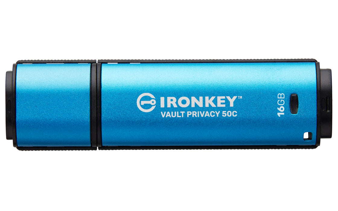Kingston IronKey Vault Privacy 50 FIPS 197 Certified & XTS-AES 256-bit Encrypted USB TypeC Drive for Data Protection - IKVP50C/16GB