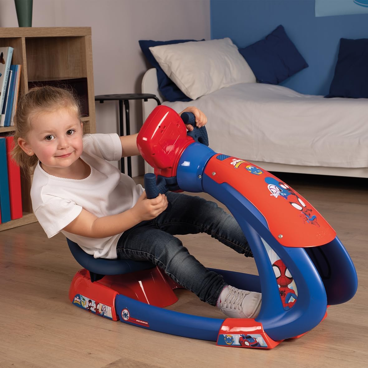Smoby - Spidey - V8 Driver - Rijsimulator voor kinderen - Racecoureur - Elektronisch stuur - Boost- en achteruitrijfuncties - Geluiden en lichten - Vanaf 3 jaar - Gemaakt in Frankrijk