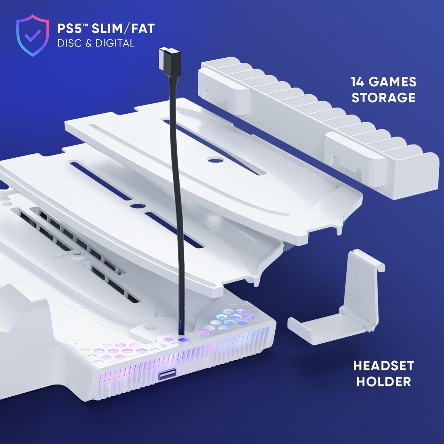 Oniverse Ps5 Nexus 5 Multifunction Stand For Ps5 - White