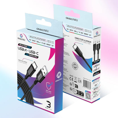 Oniverse Usb-A To Usb-C Charge Cable, 3 M - Black