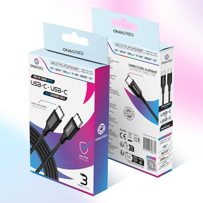 Oniverse Usb-C To Usb-C Charging Cable, 3 M - Black