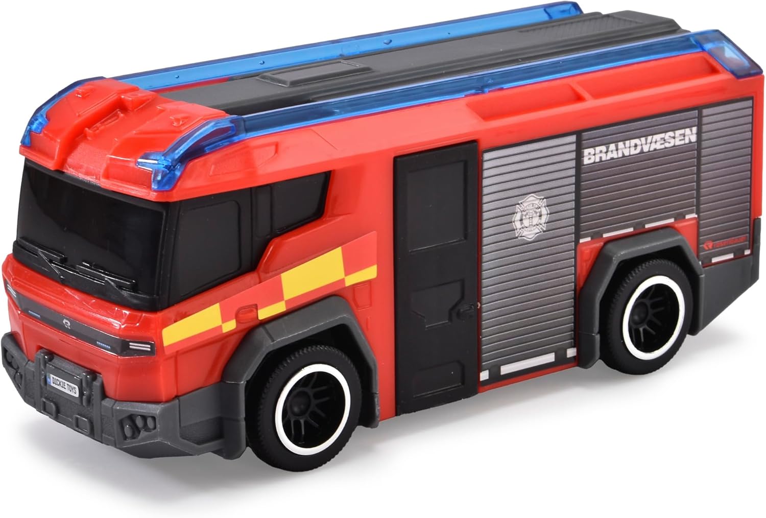 Dickie Toys 203716026018 - Danish Rescue Station with Police Car and Fire Engine - Rescue Station with Light, Sound, Including Danish Police Car and Brandbi, 31 x 22 x 16 cm, from 3 Years