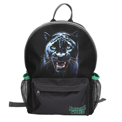 Depesche 13694 Adventure World Panther Backpack in Black and Green with Panther Motif, Bag with Adjustable Straps