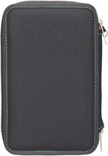 Depesche 13709 Adventure World Panther - filled 3-chamber pencil case in black, with leopard motif and LED light effects, pencil case with colored pencils, scissors
