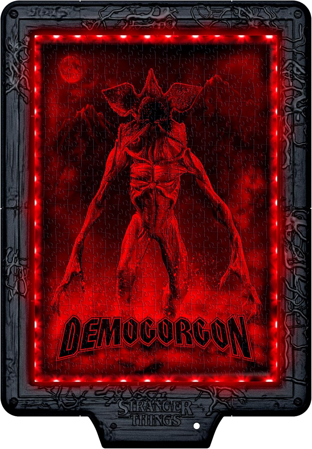 Clementoni - Stranger Things Metamorphic Art Collection - Demogorgon’s Hunt, Quadro Interattivo 520 Pezzi con Cornice e LED RGB, Illustrazione che Cambia con la Luce, Made in Italy, 35611