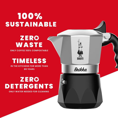Bialetti Brikka Moka pot 0.1 L Black, Stainless steel