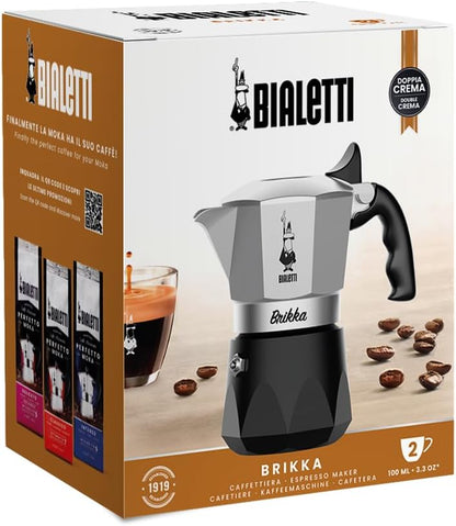 Bialetti Brikka Moka pot 0.1 L Black, Stainless steel