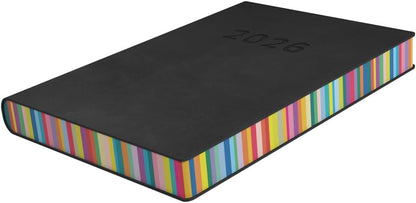 Collins - Edge Rainbow - 2026 12 Month Calendar Year Planner, Day-To-Page with 1/2 Hourly Appointments Diary, A5 Soft Cover - Charcoal (ED151.U96-26