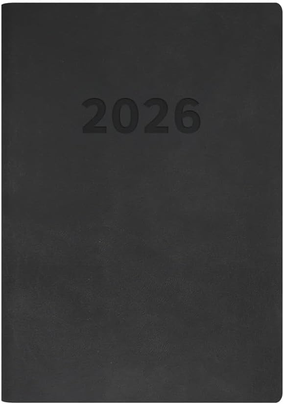 Collins - Edge Rainbow - 2026 12 Month Calendar Year Planner, Day-To-Page with 1/2 Hourly Appointments Diary, A5 Soft Cover - Charcoal (ED151.U96-26