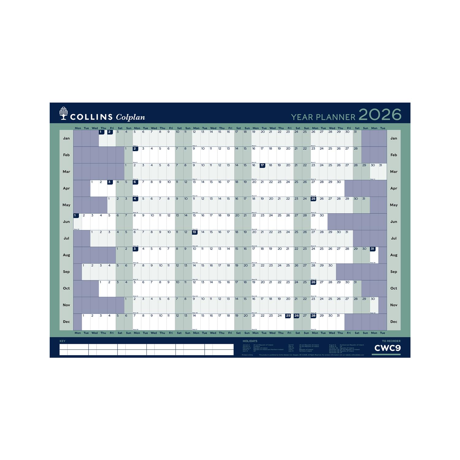 Collins - Colplan - A1 Yearly Wall Calendar 2026 (CWC9-26