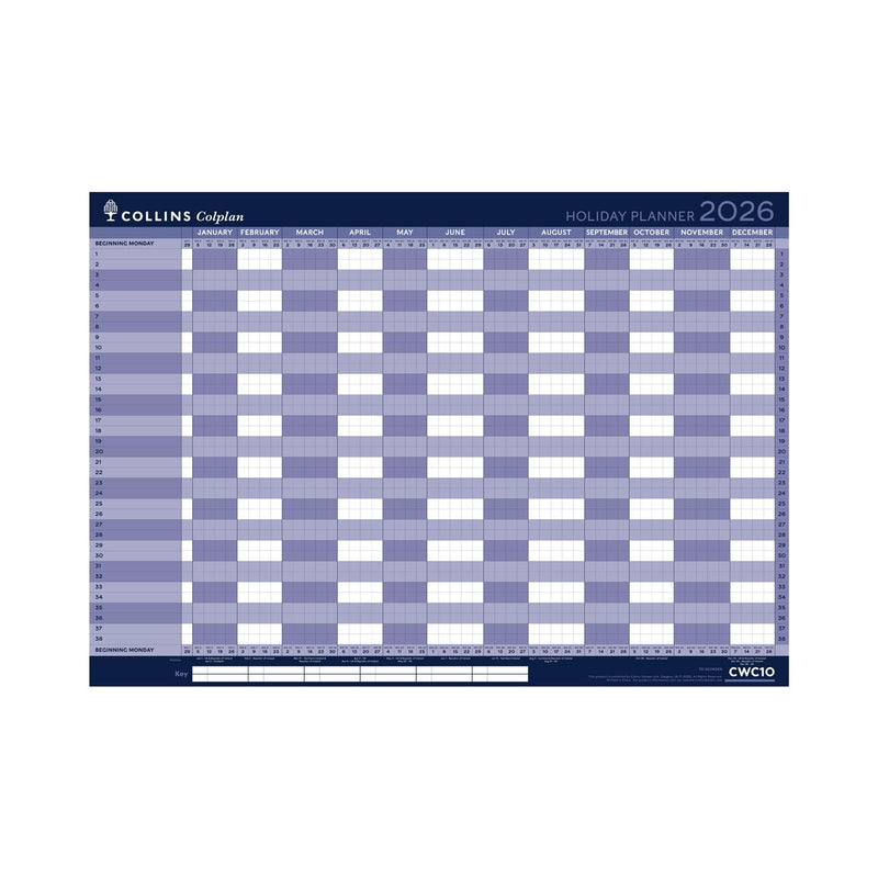 Collins - Colplan - A1 Yearly Holiday Wall Calendar 2026 (CWC10-26