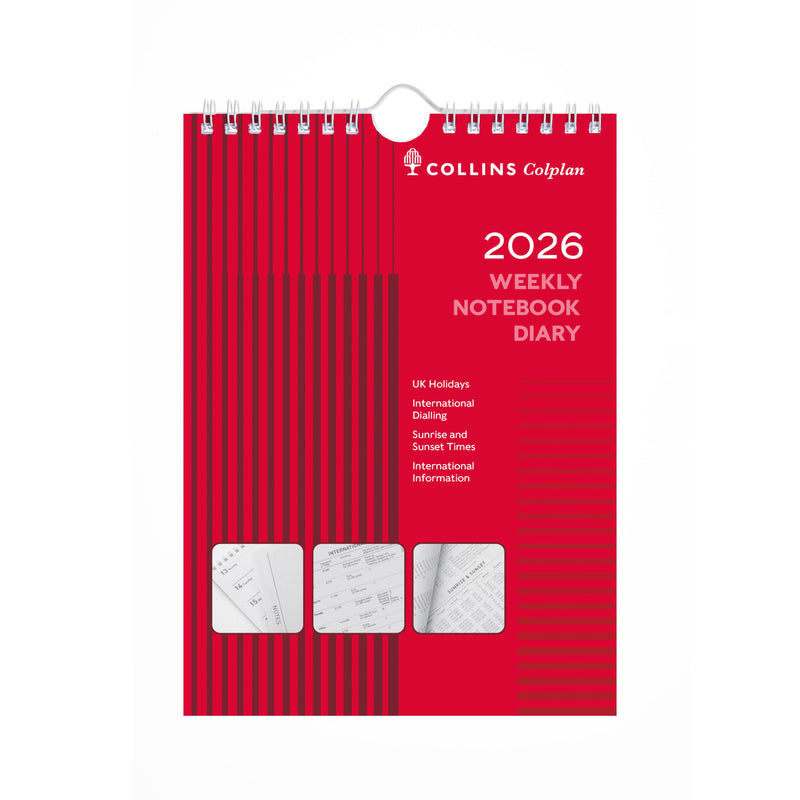 Collins - Colplan - 2026 12 Month Calendar Year A5 Weekly Notebook Planner - Red (60-26