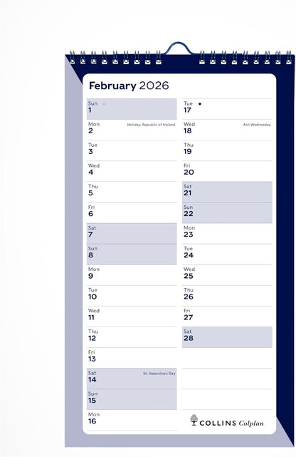 Collins - Colplan - 2026 12 Month Calendar Year Spiral Monthly Planner - Blue (64-26