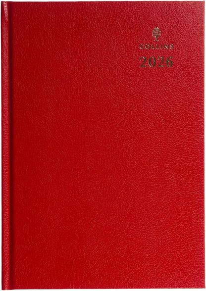 Collins - Desk - 2026 12 Month Calendar Year Planner, Week-To-View Diary, A4 Hard Cover - Red (40.15-26