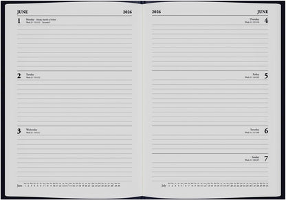 Collins - Desk - 2026 12 Month Calendar Year Planner, Week-To-View Diary, A5 Hard Cover - Red (35.15-26