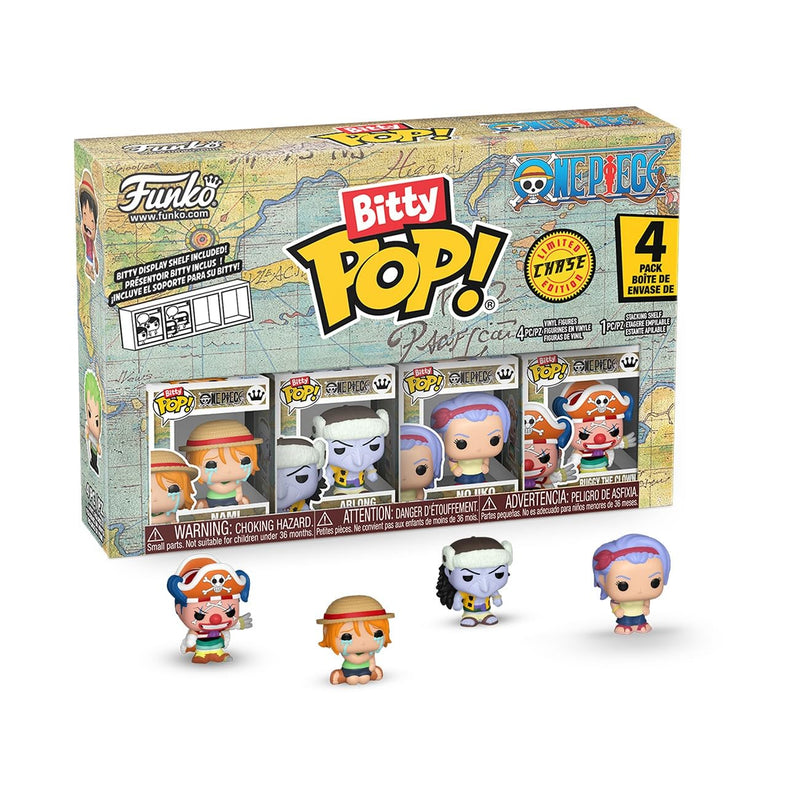 Funko Bitty Pop! One Piece - Nami - 4 Pack - 1/6 Odds for Rare Chase Variant and A Surprise Mystery Mini Figure - 0.9 Inch (2.2 Cm) Collectable - Stackable Display Shelf Included - Gift Idea