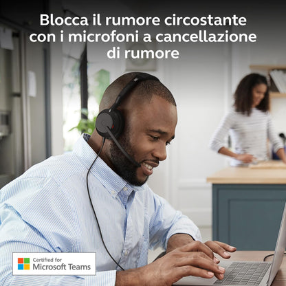 Jabra Evolve2 50 – USB-A/USB-C – Mono auricolare con filo certificato per Microsoft Teams
