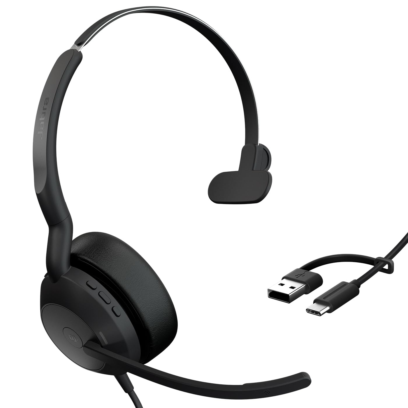 Jabra Evolve2 50 – USB-A/USB-C – Mono auricolare con filo certificato per Microsoft Teams