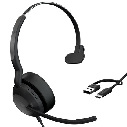 Jabra Evolve2 50 – USB-A/USB-C – Mono auricolare con filo certificato per Microsoft Teams