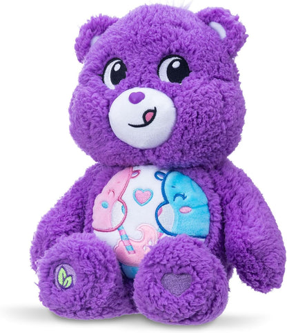 Basic Fun Care Bears 35cm Medium Plush – Share Bear Cosy Collection – Super Soft Eco-Friendly Toy with Belly Badge – Huggable Collectible for Kids & Fans, Purple