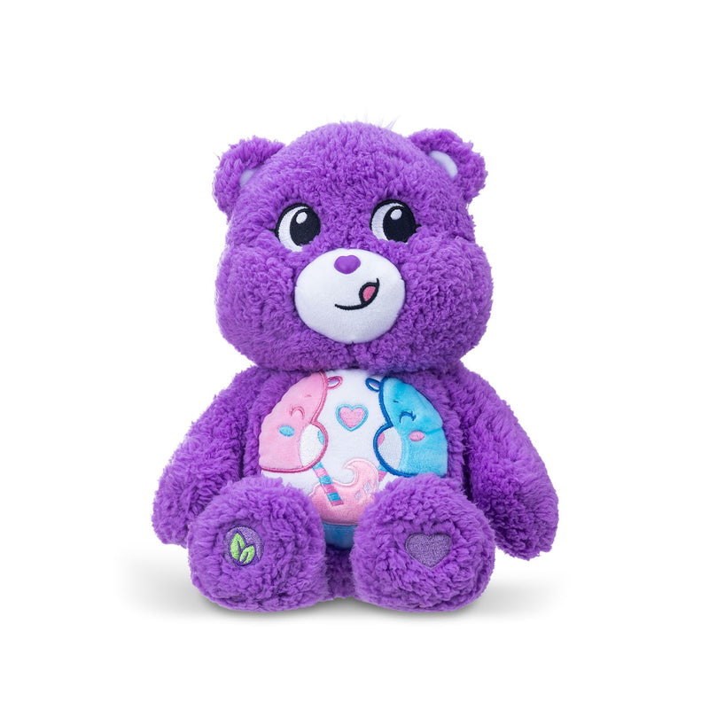Basic Fun Care Bears 35cm Medium Plush – Share Bear Cosy Collection – Super Soft Eco-Friendly Toy with Belly Badge – Huggable Collectible for Kids & Fans, Purple