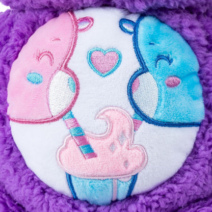 Basic Fun Care Bears 35cm Medium Plush – Share Bear Cosy Collection – Super Soft Eco-Friendly Toy with Belly Badge – Huggable Collectible for Kids & Fans, Purple