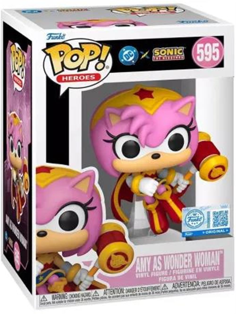 Funko Pop! Heroes: Justice League & Sonic - Amy Rose/Wonder Woman Hybrid Rose/WW - Sonic + DC Comics - Collectible Vinyl Figure