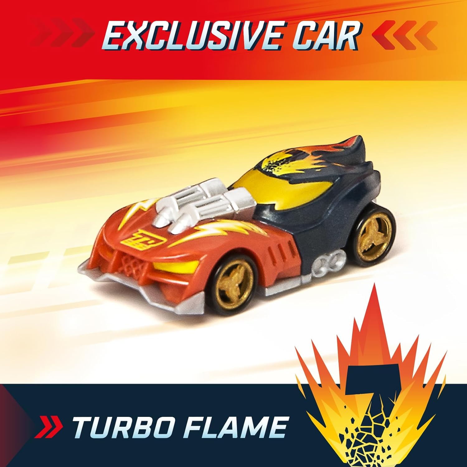 T-Racers Mix 'N Race Thunder Truck – Launcher Truck with 3 actions in 1. Includes 1 Exclusive T-Racer Mix 'N Race Vehicle, Vehicle Riding Area, Launching Handle and Space for 7 Cars