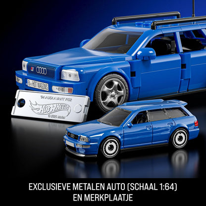 Mattel Brick Shop Hot Wheels Speed Serie, bouwset, '94 Audi Avant RS2 met 252 onderdelen, realistische details en speciale stickers, voor volwassen verzamelaars en kinderen vanaf 10 jaar, JGR28