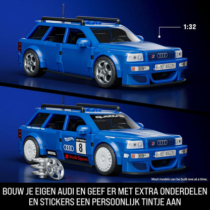 Mattel Brick Shop Hot Wheels Speed Serie, bouwset, '94 Audi Avant RS2 met 252 onderdelen, realistische details en speciale stickers, voor volwassen verzamelaars en kinderen vanaf 10 jaar, JGR28