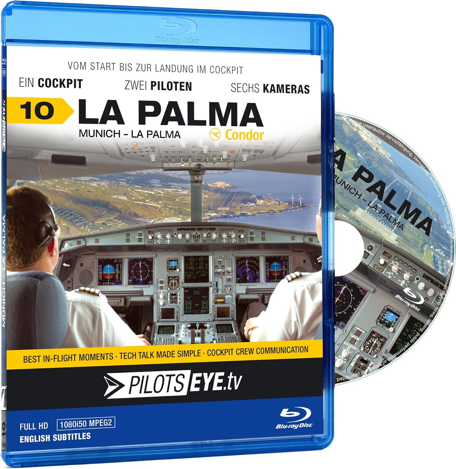 PilotsEYE.tv | Munich - LA PALMA |:| Disc® |:| Cockpit flight Condor | Airbus A320 | Bonus: Islandtour with FO, Audio commentary, Route in depht