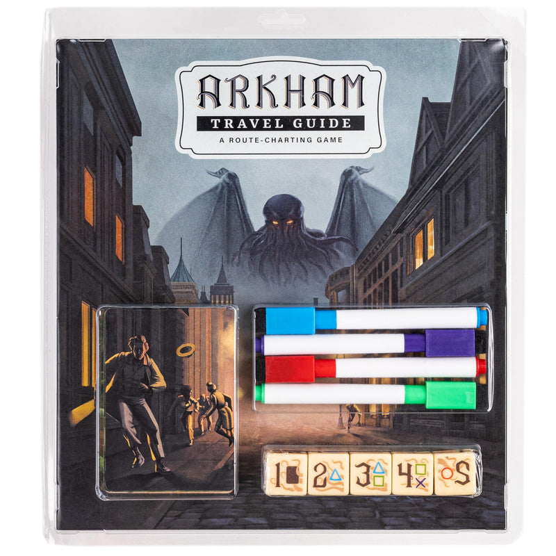 Crowd Games Arkham Travel Guide - Roll & Write Strategy Game with Eldritch Horror Twist | Tour Arkham, Avoid Horrors, Face The Old Ones, 1-4 Players, Ages 12+