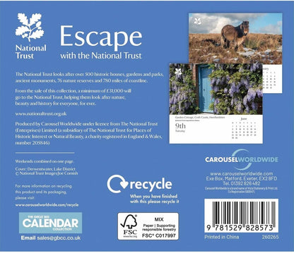 Carousel Worldwide, National Trust Escape 2026 Easel Desk Calendar
