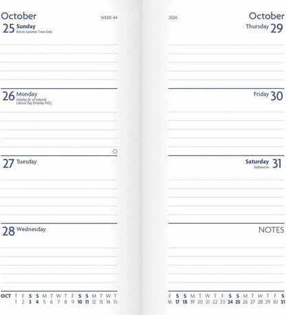 Carousel Worldwide, Sunday Start, Charcoal 2026 Deluxe Slim Diary Planner