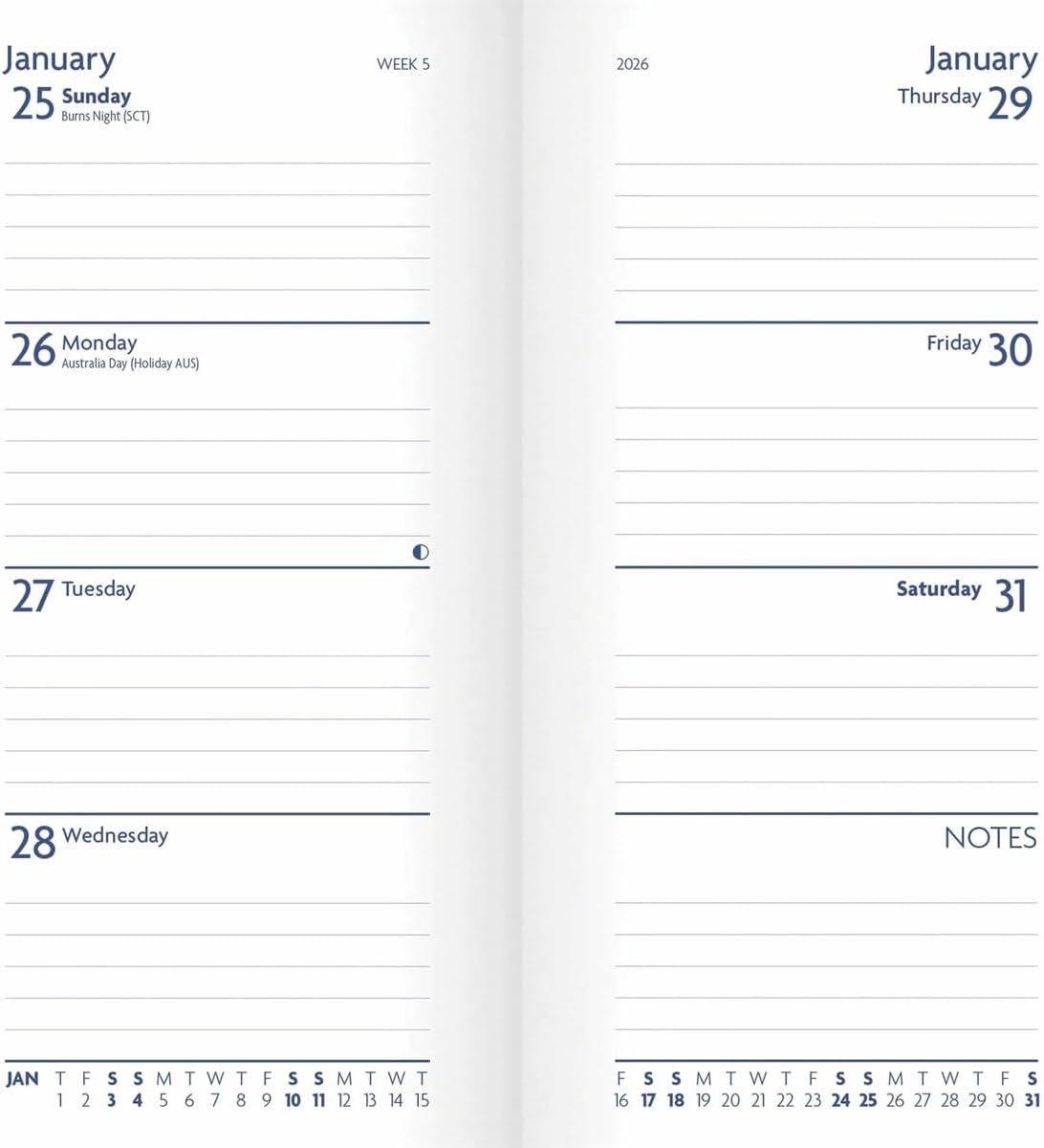 Carousel Worldwide, Sunday Start, Charcoal 2026 Deluxe Slim Diary Planner