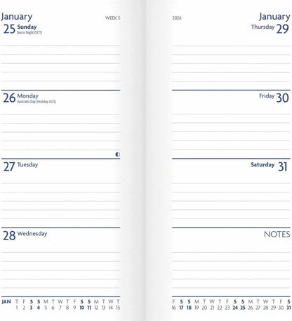 Carousel Worldwide, Sunday Start, Charcoal 2026 Deluxe Slim Diary Planner