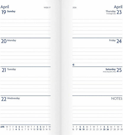 Carousel Worldwide, Sunday Start, Purple Soft 2026 Deluxe Slim Diary Planner