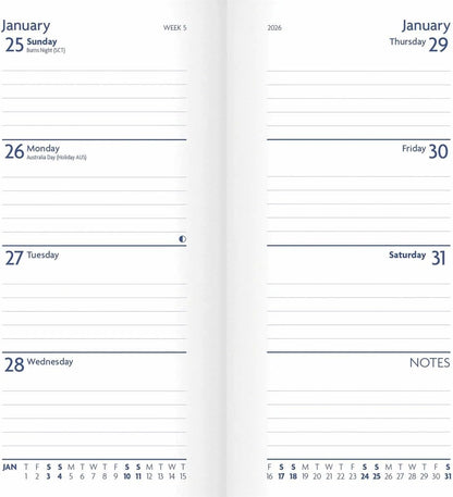 Carousel Worldwide, Sunday Start, Purple Soft 2026 Deluxe Slim Diary Planner