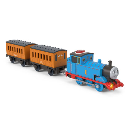 Thomas & Friends Toy Train, Motorized Talking Engine & Cargo Car/Tender Featuring Thomas from the Classic Series & All Engines Go, JDF25