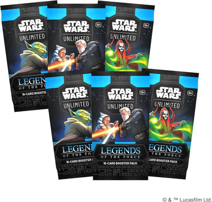 Fantasy Flight Games - Star Wars: Unlimited Trading Card Game Legends of the Force PRERELEASE BOX - Includes 6 Booster Packs & Exclusive Promo Cards, Ages 12+, 2+ Players, 20 Minute Playtime