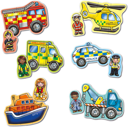 Orchard Toys Rescue Squad Jigsaw Puzzle, A Collection of 6 puzzles featuring 2 and 3 pieces Perfect for Little Hands, Perfect for Ages 2+