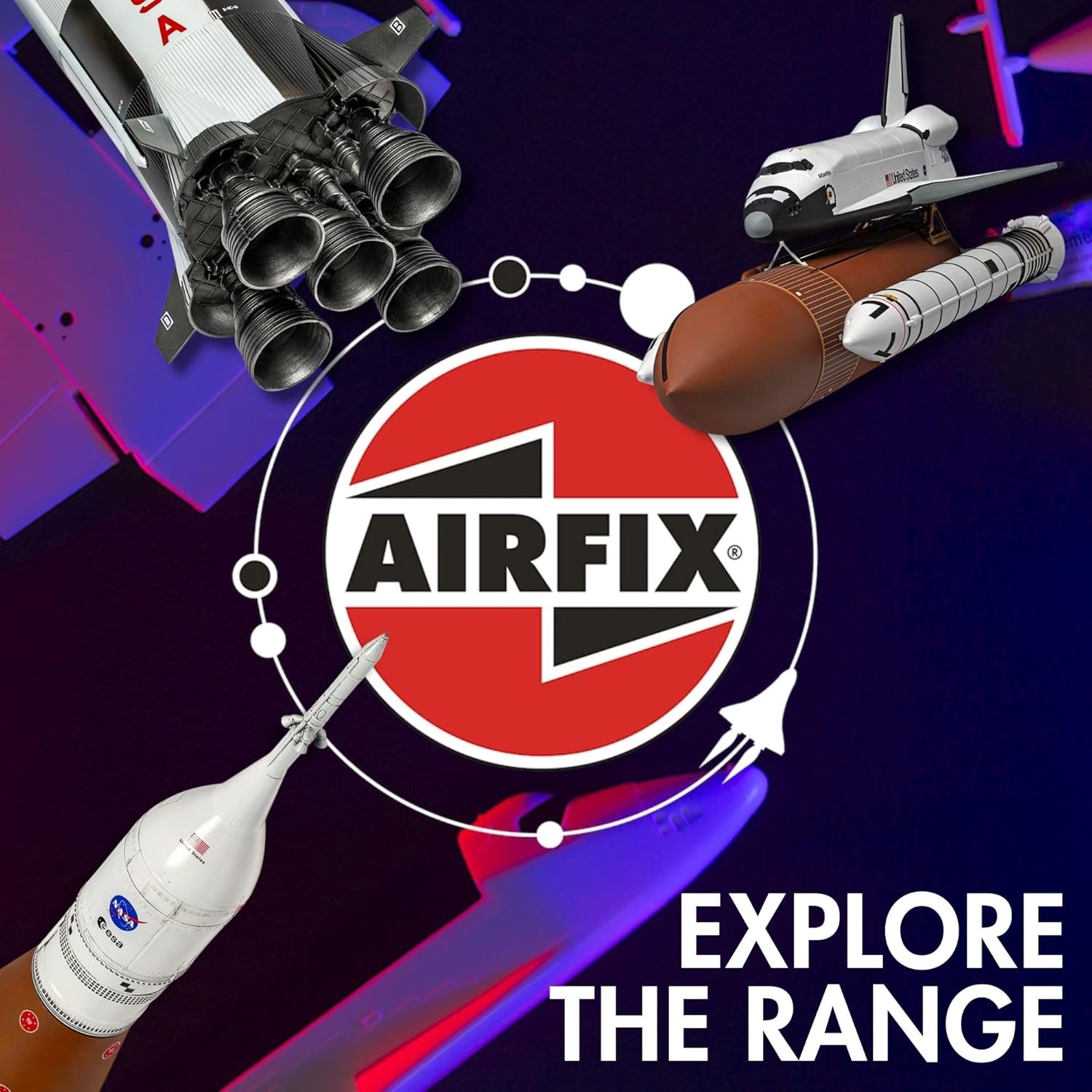 Airfix A50201 Saturn V Gift Set - Plastic Model Kits, Spacecraft Building Kits for Adults & Kids 8+, Includes: 1:144 Scale Model, Humbrol Acrylic Paints, Brushes & Poly Cement