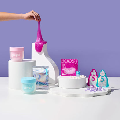 Exclusive Gui Gui Shimmer Deluxe Duo Pack, With 2 Iridescent Slimes, Pearl Bead Booster And 2 Glow-Up And Finishing-touch Sachets, Level Up Your Slimes With a Major GLOW-UP, Pink