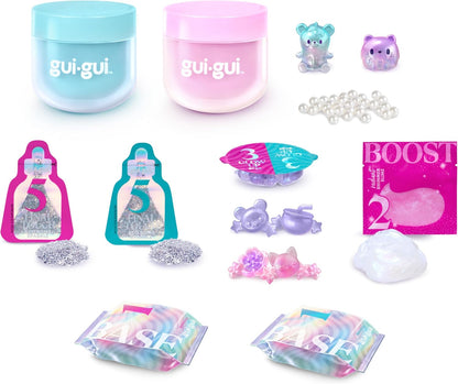 Exclusive Gui Gui Shimmer Deluxe Duo Pack, With 2 Iridescent Slimes, Pearl Bead Booster And 2 Glow-Up And Finishing-touch Sachets, Level Up Your Slimes With a Major GLOW-UP, Pink