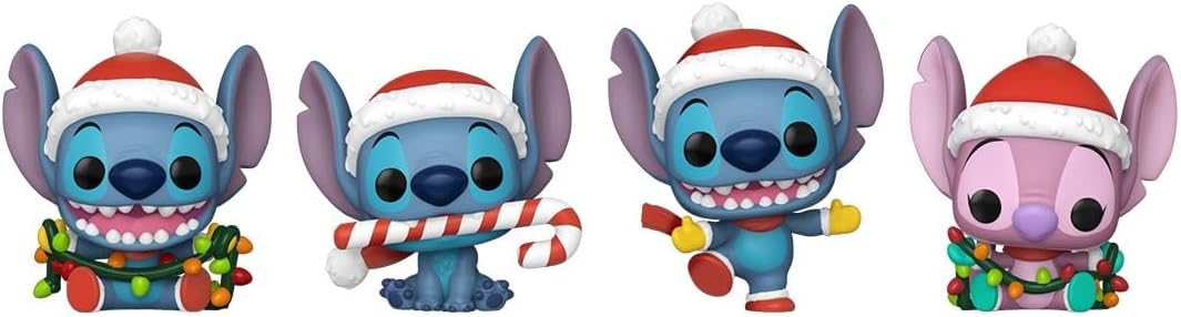 Funko Pocket Pop! Stitch Holiday - 4 Pack Tree Box - Lilo and Stitch - Keychain - Neuartiger Schlüsselanhänger - Vinyl-Minifigur Zum Sammeln - Strumpffüller - Geschenkidee - Offizielle Handelswaren