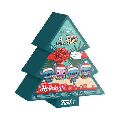 Funko Pocket Pop! Stitch Holiday - 4 Pack Tree Box - Lilo and Stitch - Keychain - Neuartiger Schlüsselanhänger - Vinyl-Minifigur Zum Sammeln - Strumpffüller - Geschenkidee - Offizielle Handelswaren