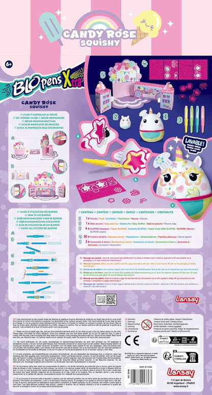 Lansay | BLOPENS X-TRA – CANDY ROSE SQUISHY | Creatieve set met blaasstiften en personaliseerbare squishy | Felle kleuren en sjablonen | Makkelijk knutselplezier vanaf 5 jaar | Herbruikbaar