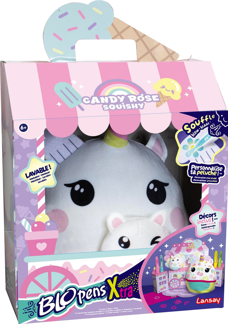 Lansay | BLOPENS X-TRA – CANDY ROSE SQUISHY | Creatieve set met blaasstiften en personaliseerbare squishy | Felle kleuren en sjablonen | Makkelijk knutselplezier vanaf 5 jaar | Herbruikbaar