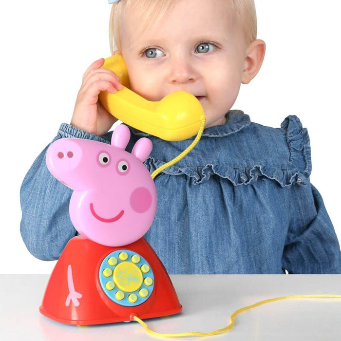 Peppa Pig Peppa Pig speelgoedtelefoon voor kinderen, officiële Peppa Big, roze en rood, batterijen inbegrepen (CyP Brands
